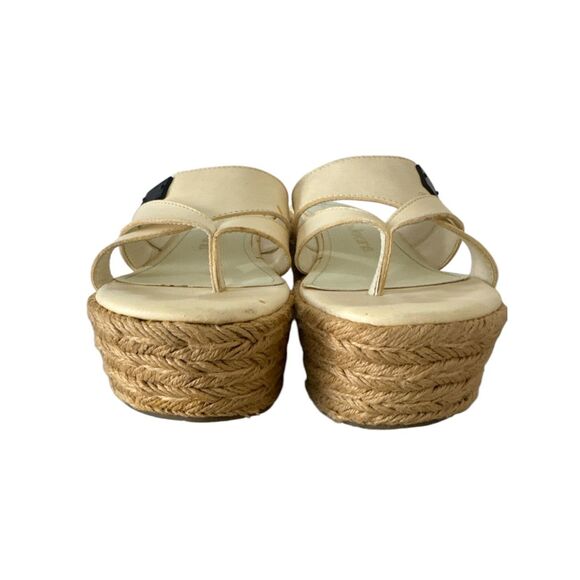 Y2K Vintage Calvin Klein Womens sz 8 Chunky Leather Slip on Platform Wedges 90s - Picture 3 of 7